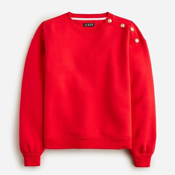 J. Crew Sweaters - J Crew Heritage Fleece Cropped Sweatshirt with Gold Buttons Red Nautical X Small